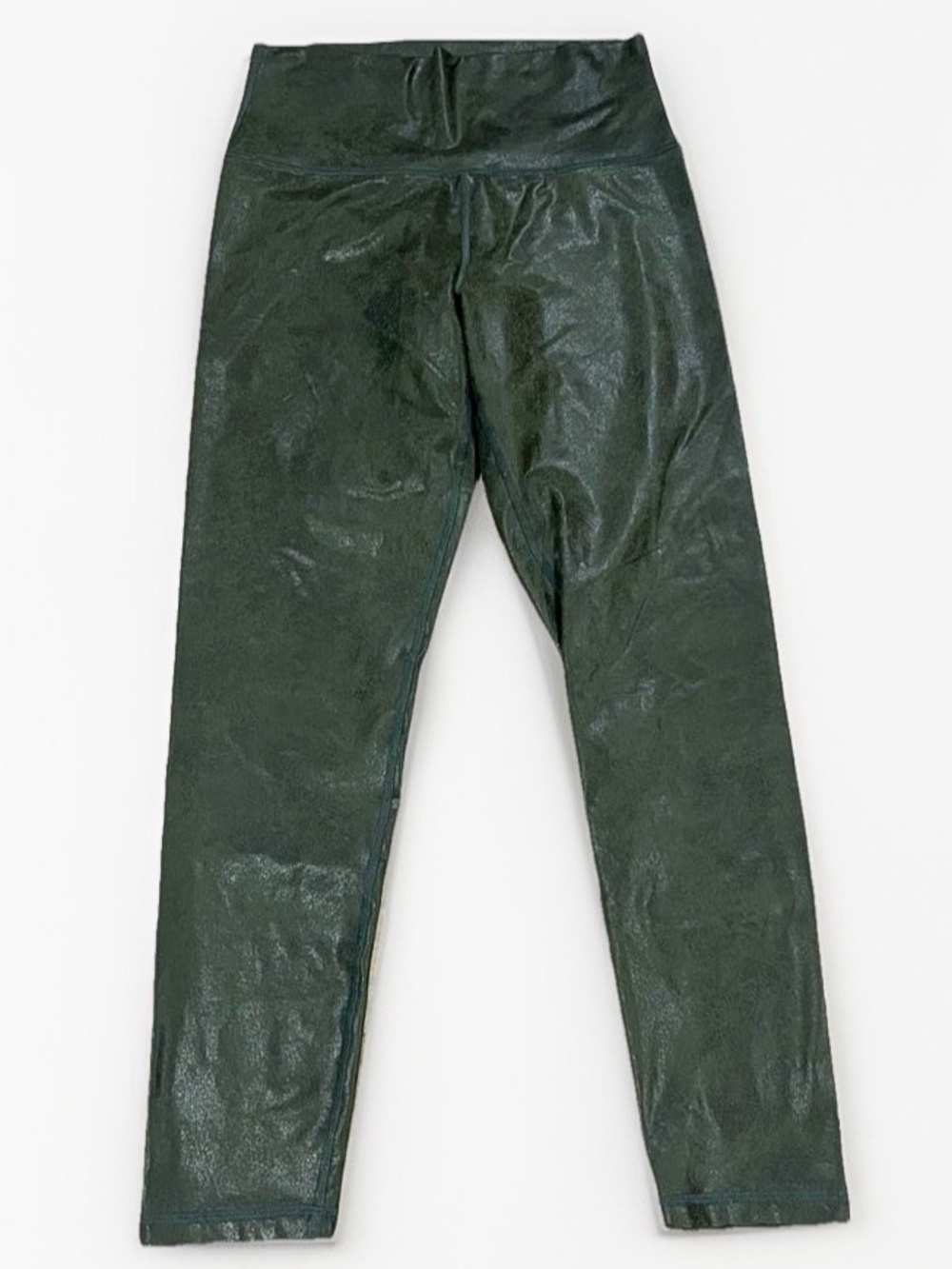 Aerie OFFLINE High Rise Hugger Crackle Faux Leather Leggings, Medium, Green NWOT